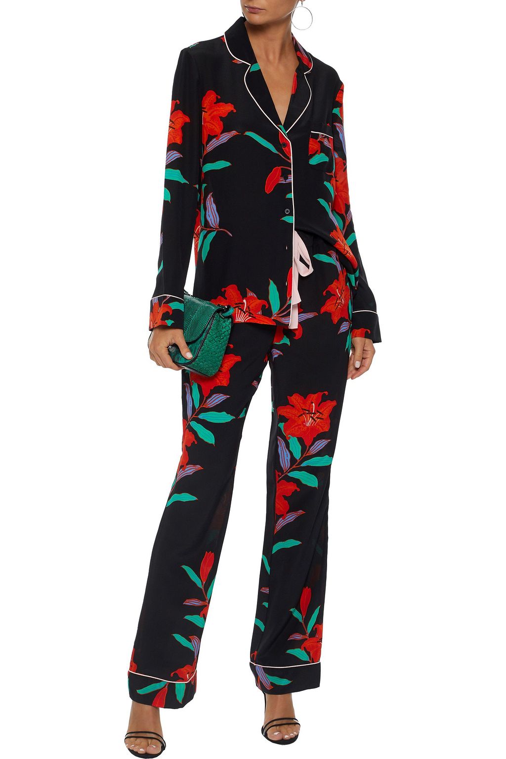 DIANE VON FURSTENBERG シルククレープ ストレートレッグ パンツ