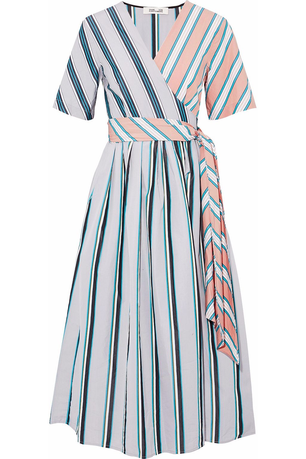 dvf striped wrap dress