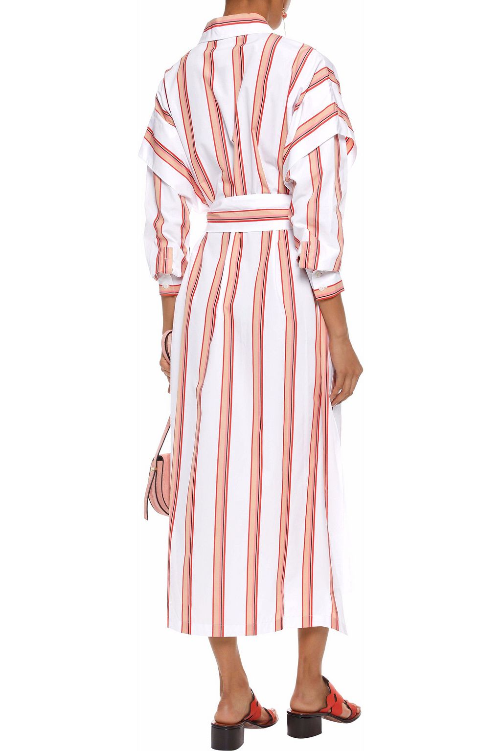DIANE VON FURSTENBERG Belted striped cotton-poplin midi shirt dress