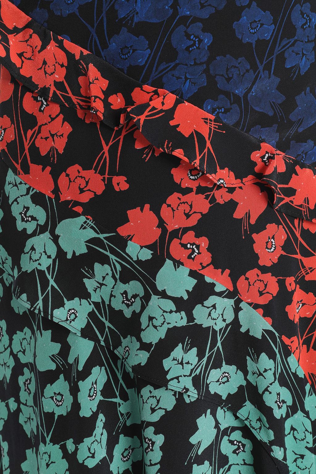 SALONI Floral-print ruffle-trimmed silk crepe de chine dress