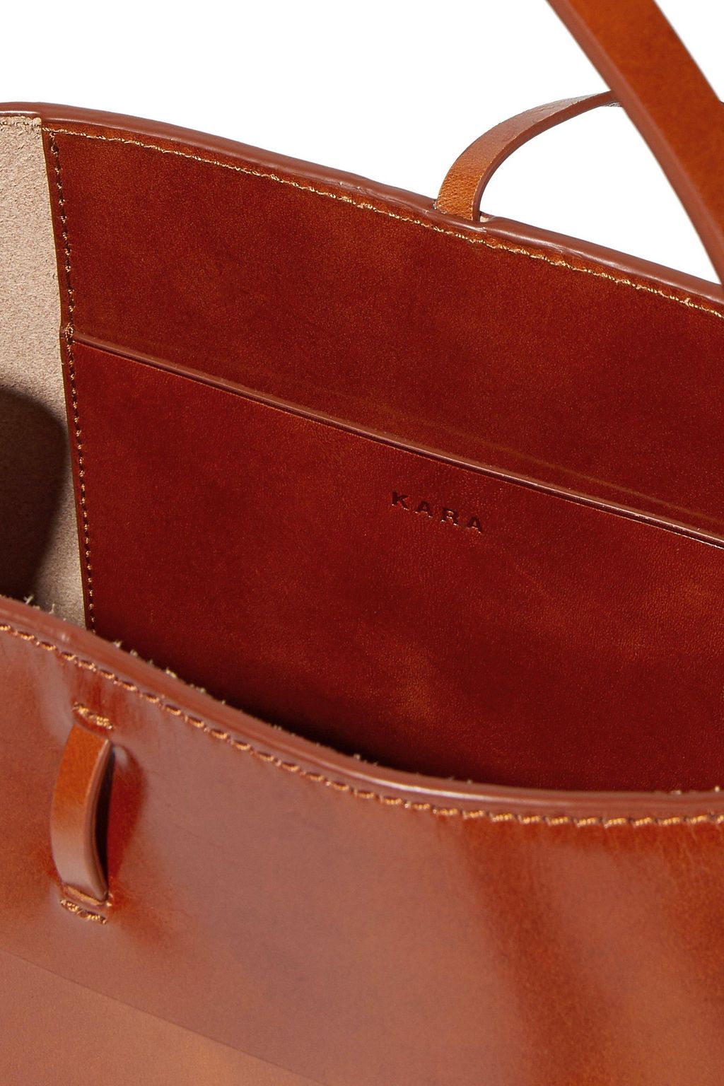 KARA Tie burnished-leather shoulder bag