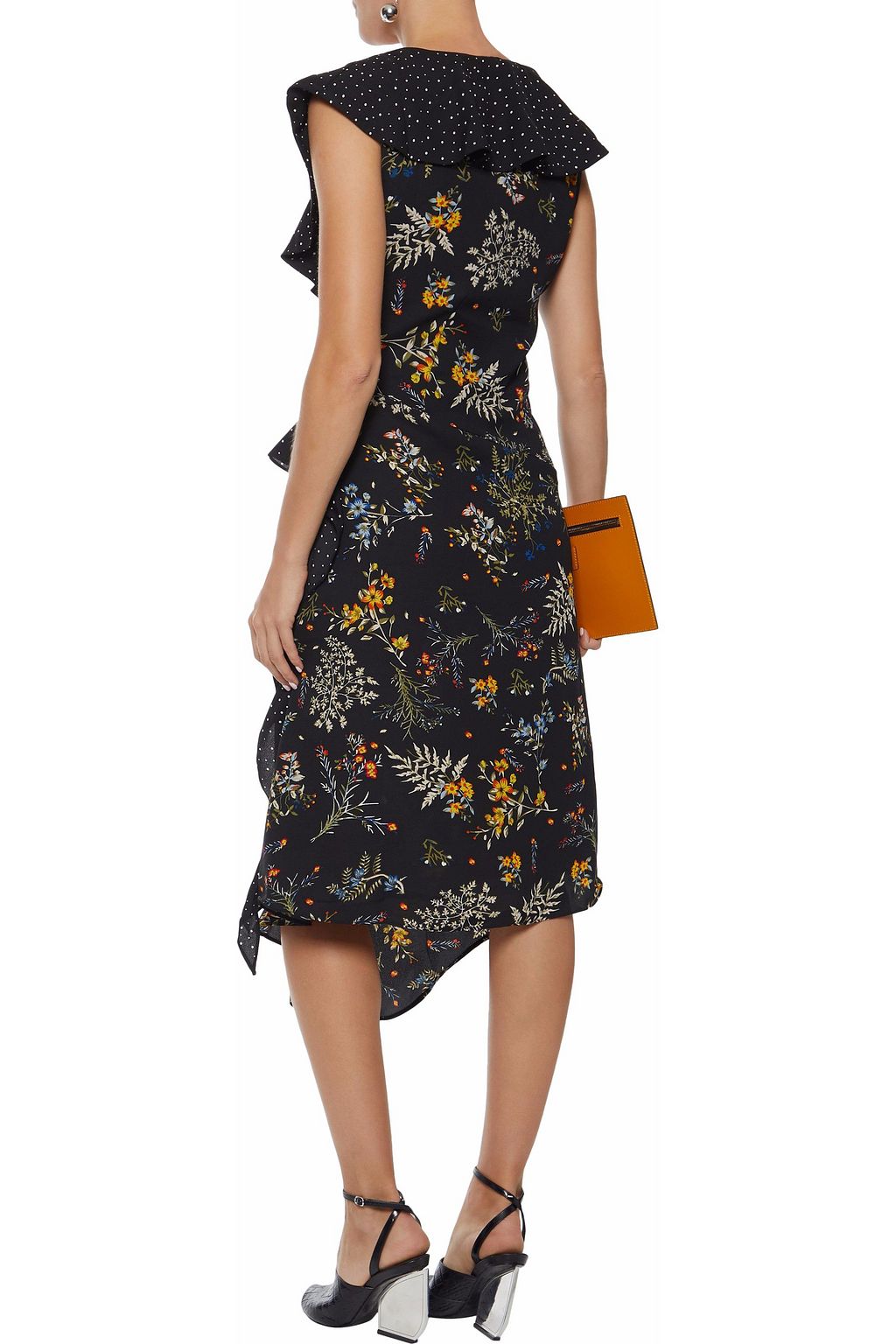 WALTER BAKER Emi ruffled printed crepe de chine midi dress