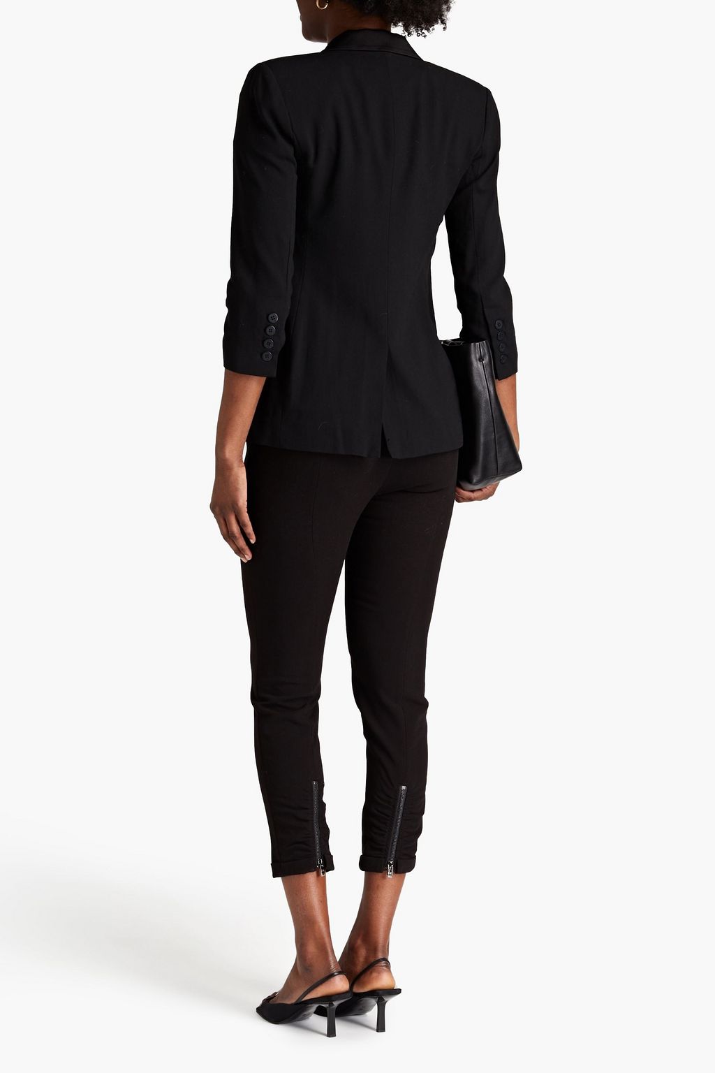 HALSTON Cropped stretch-crepe skinny pants