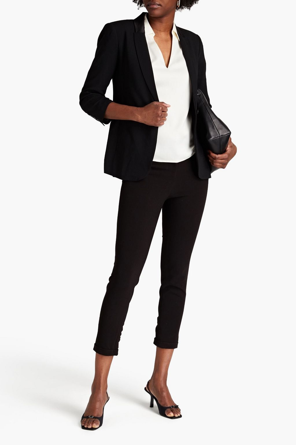 HALSTON Cropped stretch-crepe skinny pants