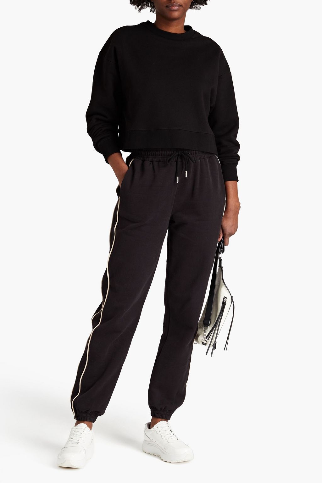 NINETY PERCENT Cropped organic cotton-fleece hoodie