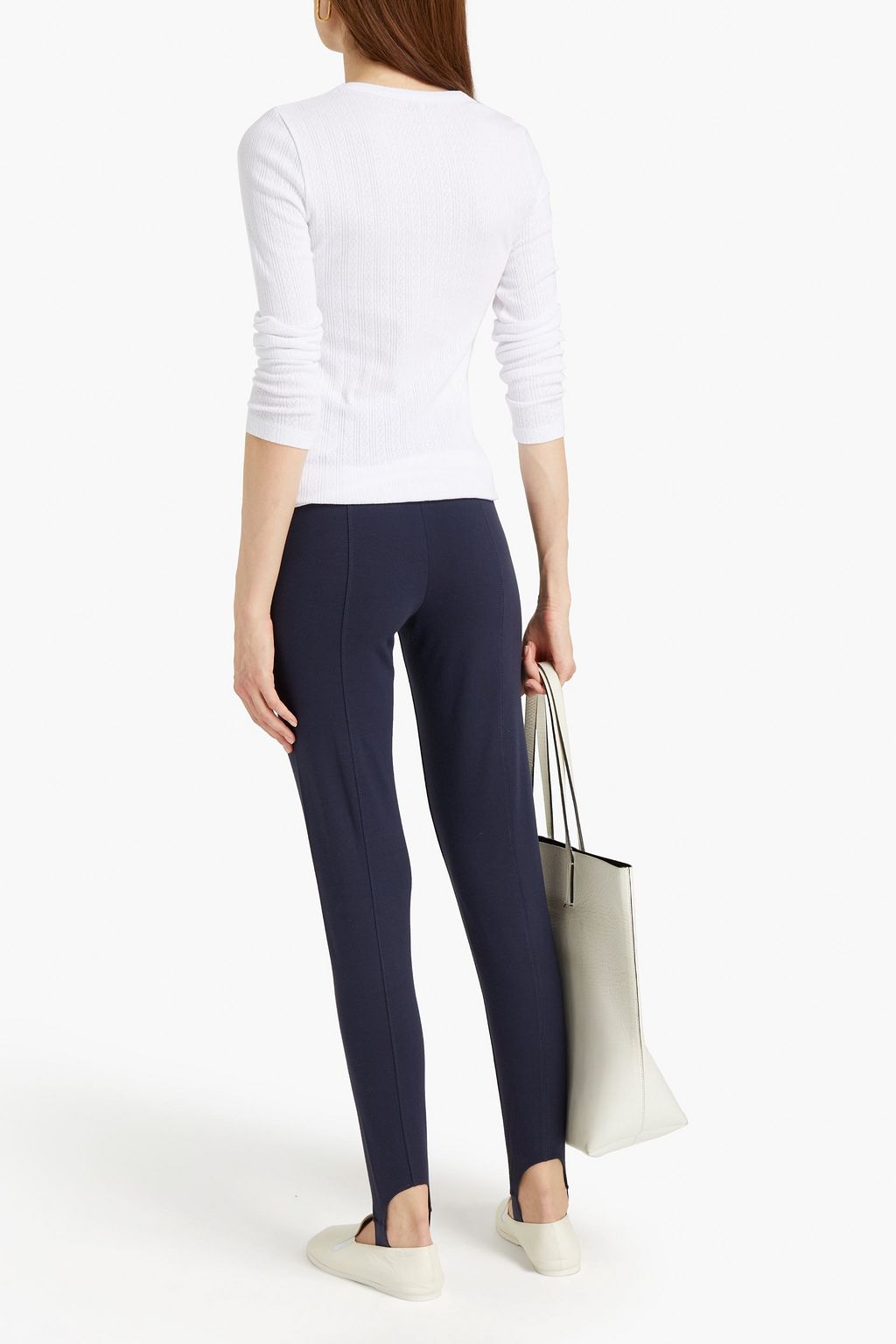 NINETY PERCENT Pointelle-knit organic cotton top
