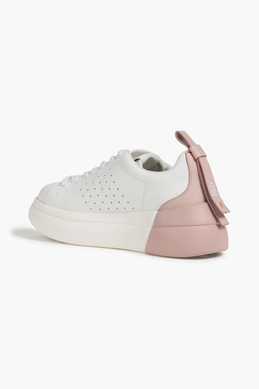 RED(V) Two-tone perforated leather sneakers