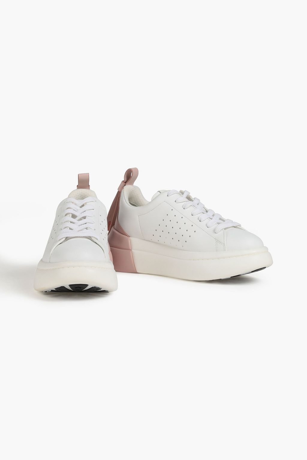RED(V) Two-tone perforated leather sneakers