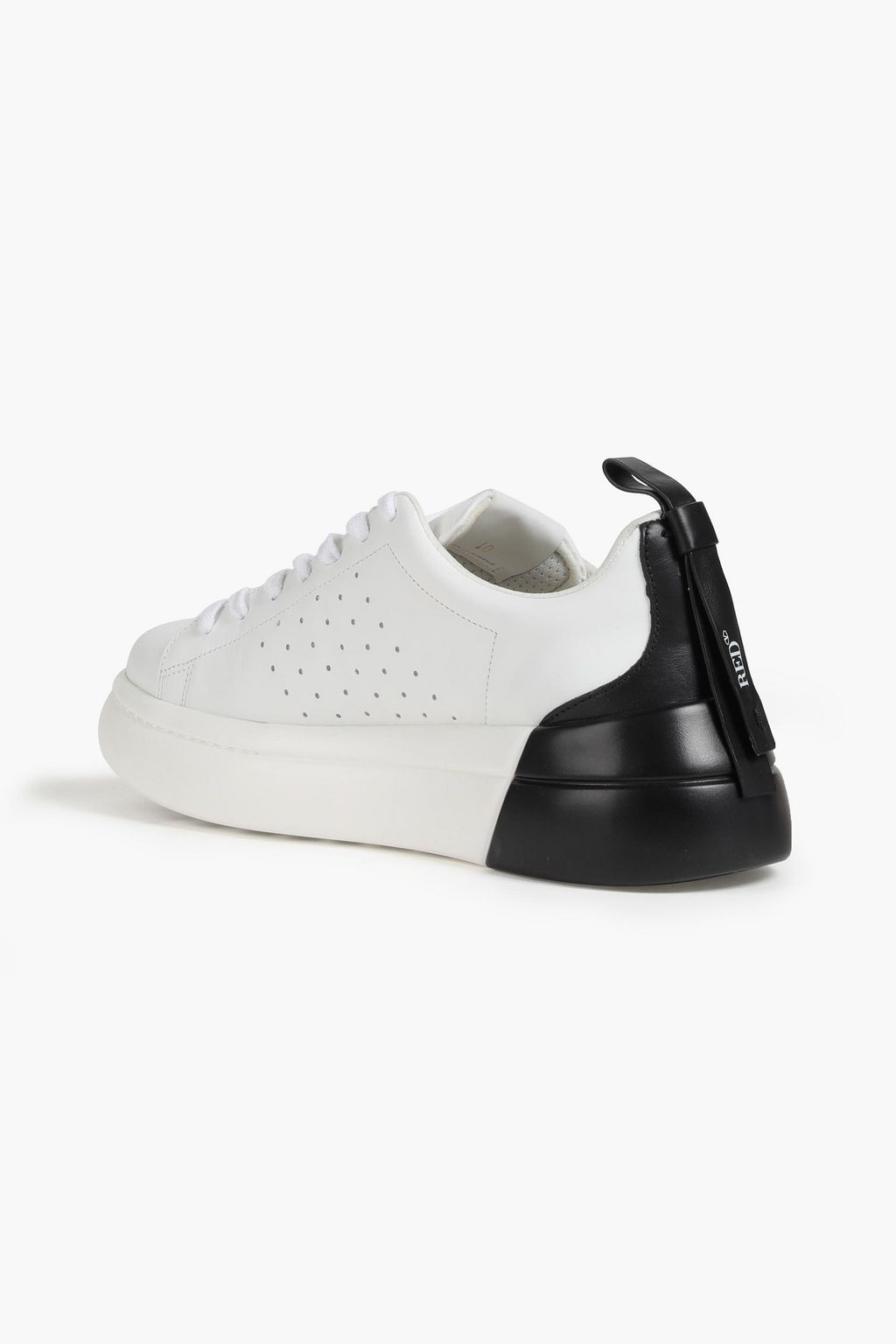 RED(V) Two-tone perforated leather sneakers