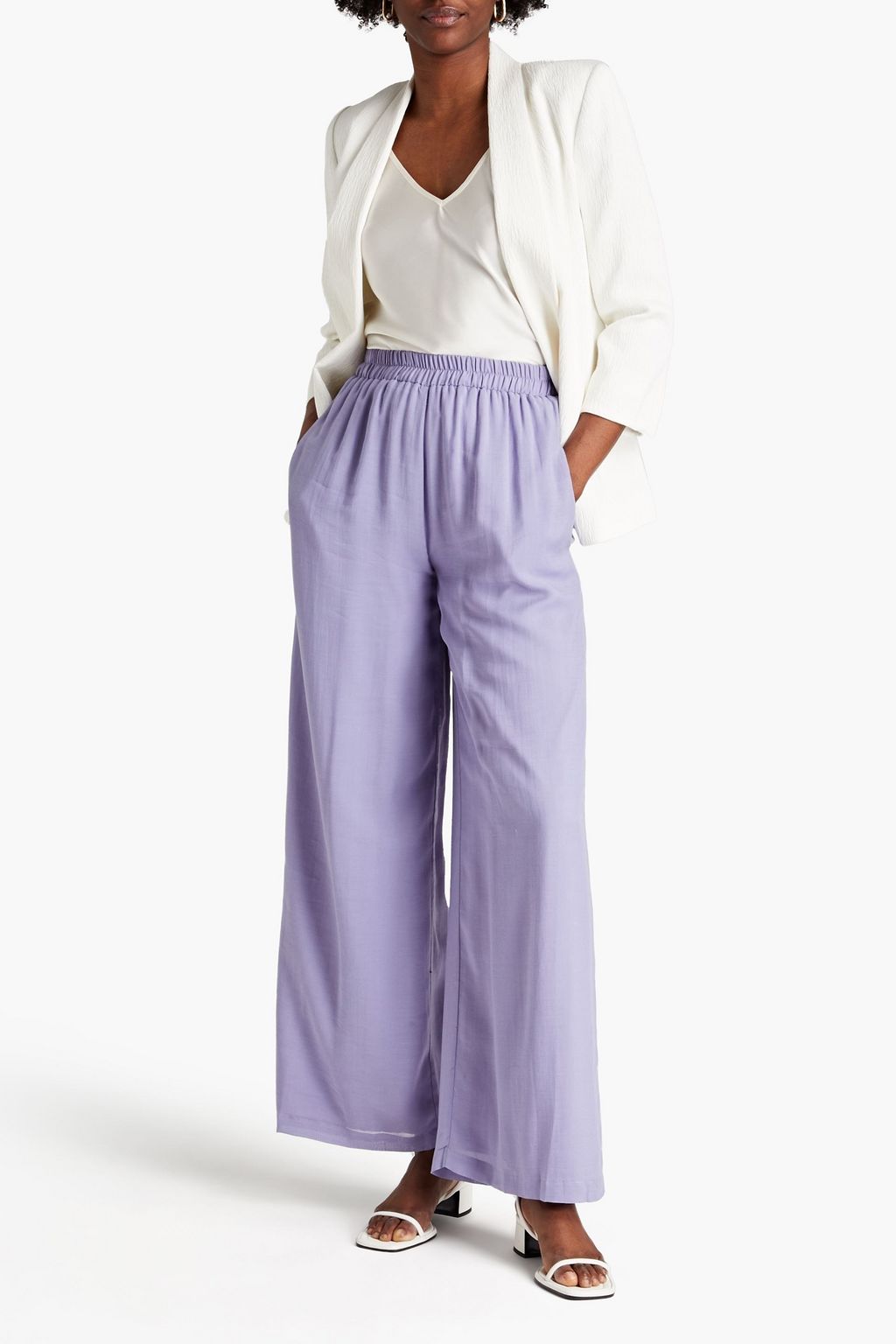 HALSTON Zuri Tencel and Lyocell-blend voile wide-leg pants