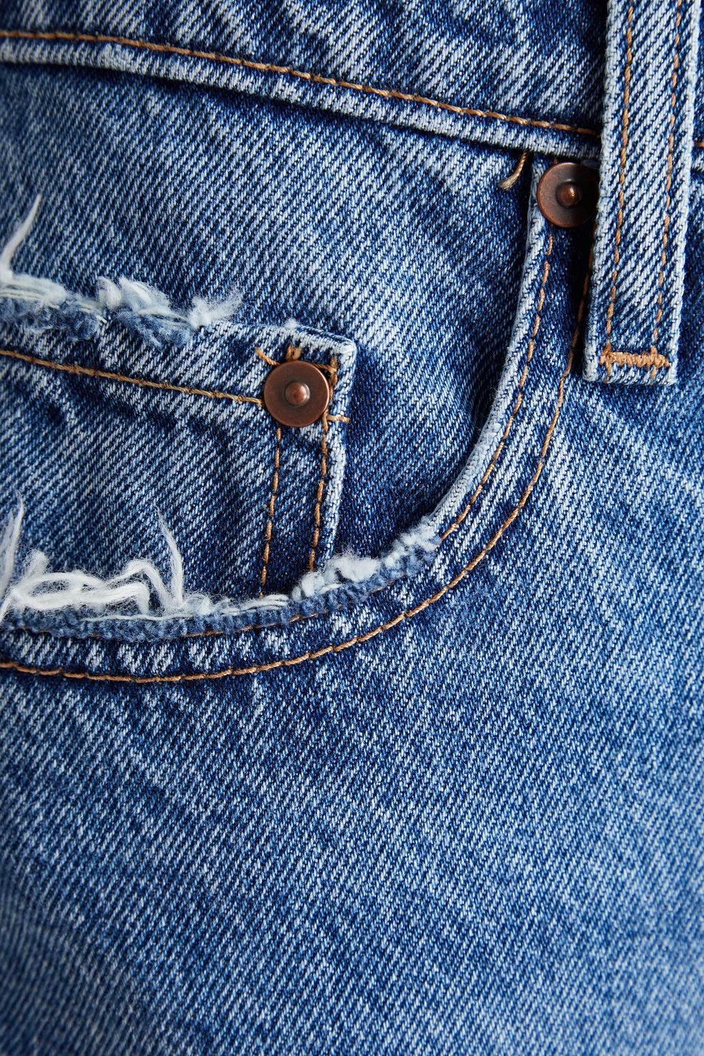 NOBODY DENIM Bessette distressed high-rise straight-leg jeans