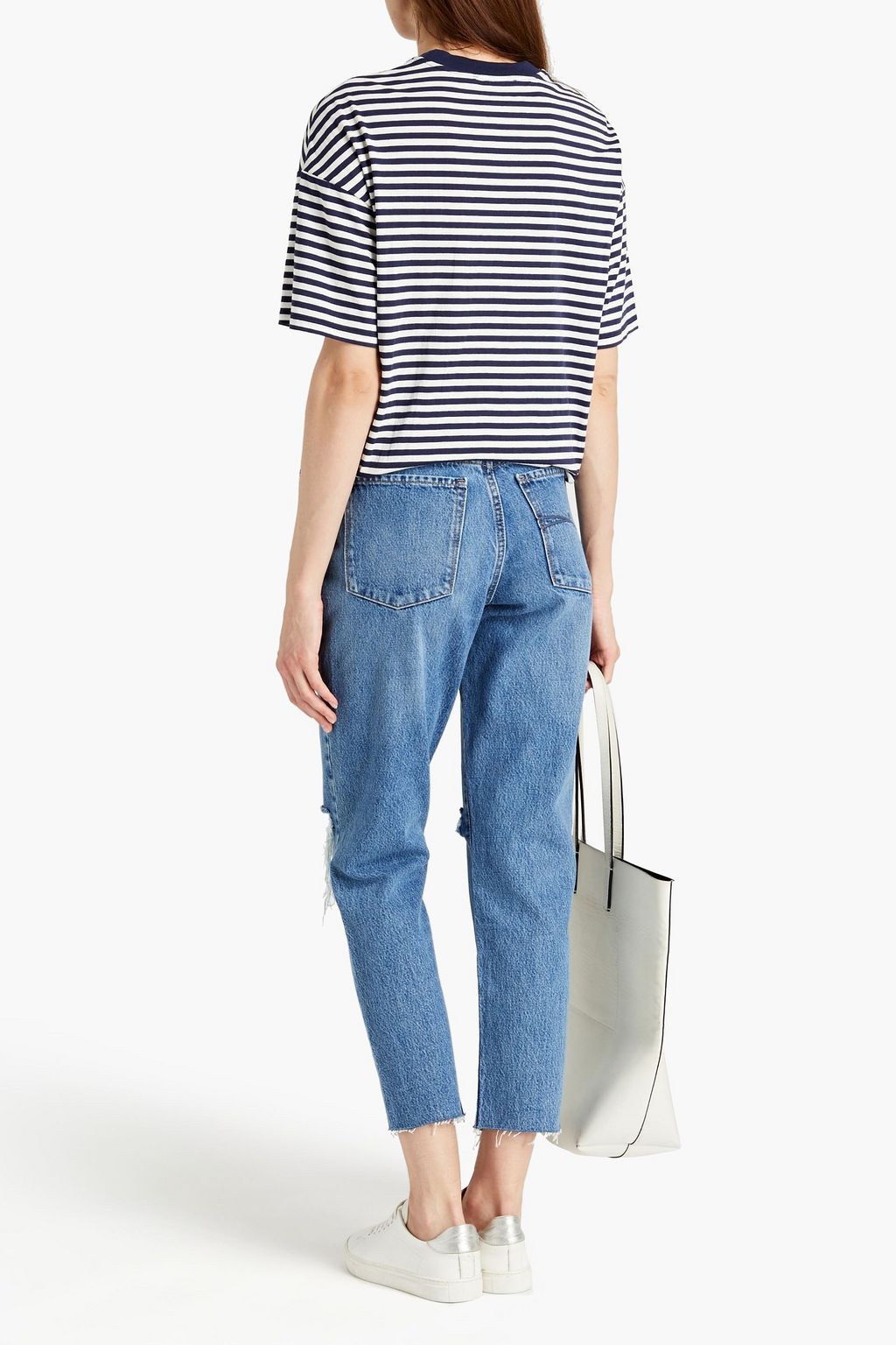 NOBODY DENIM Bessette distressed high-rise straight-leg jeans