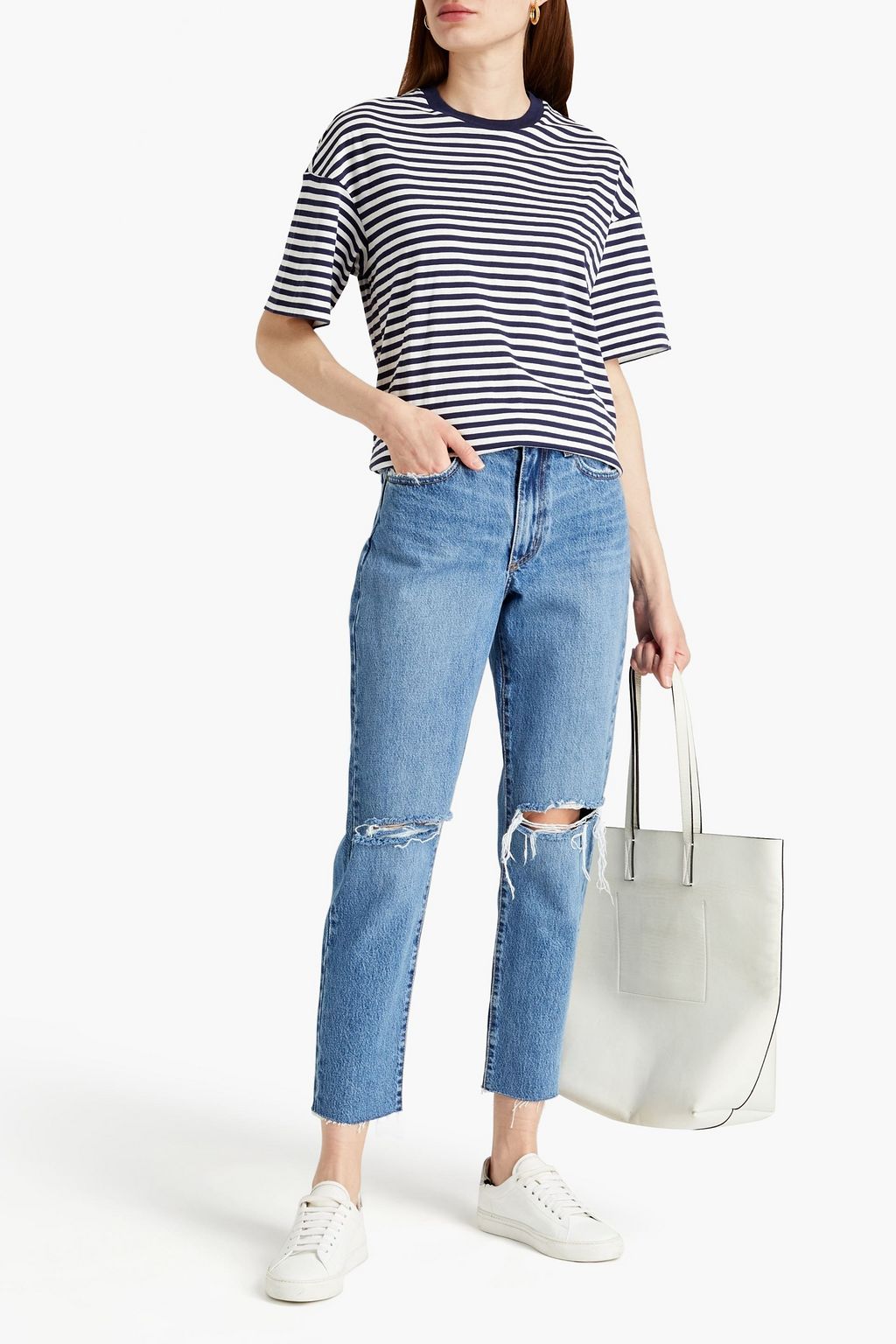NOBODY DENIM Bessette distressed high-rise straight-leg jeans