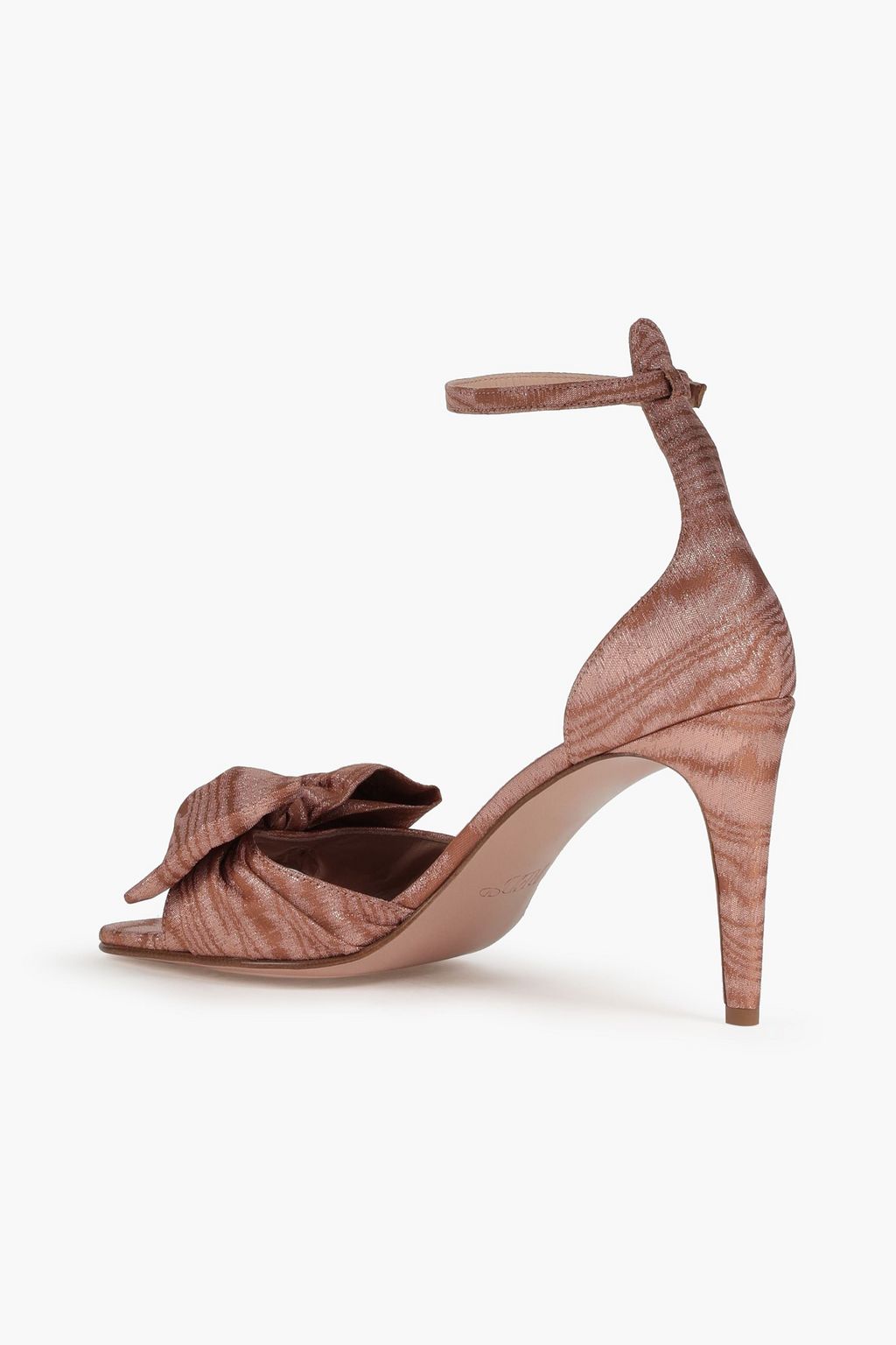RED(V) Bow-embellished metallic moire sandals