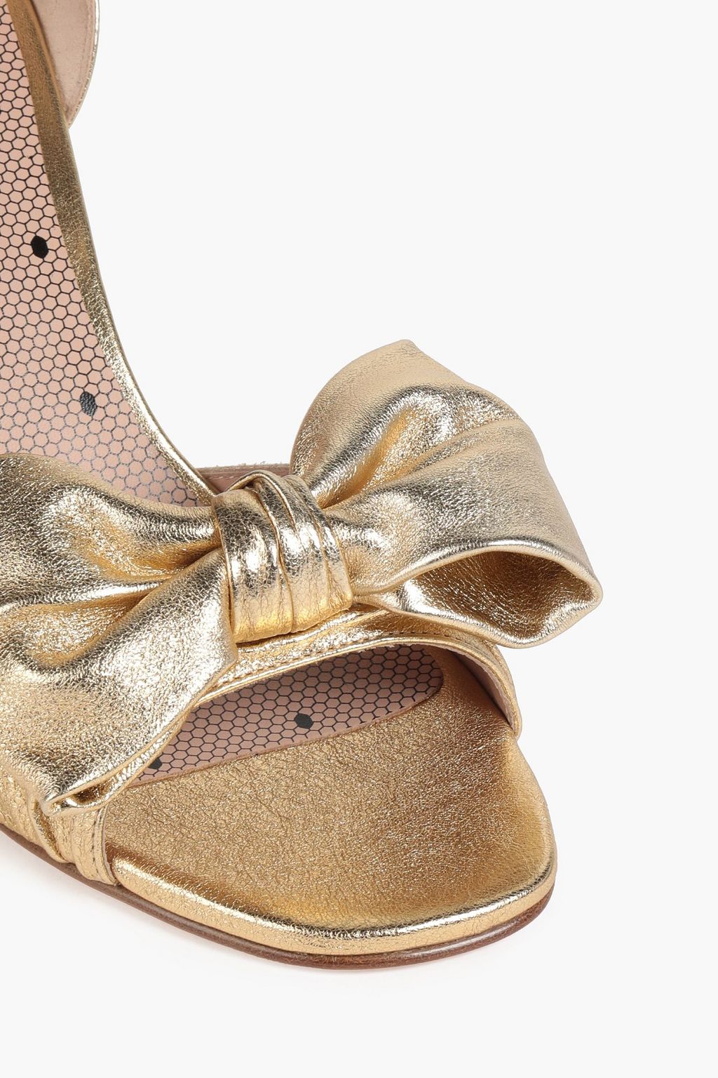 RED(V) Bow-embellished metallic leather sandals
