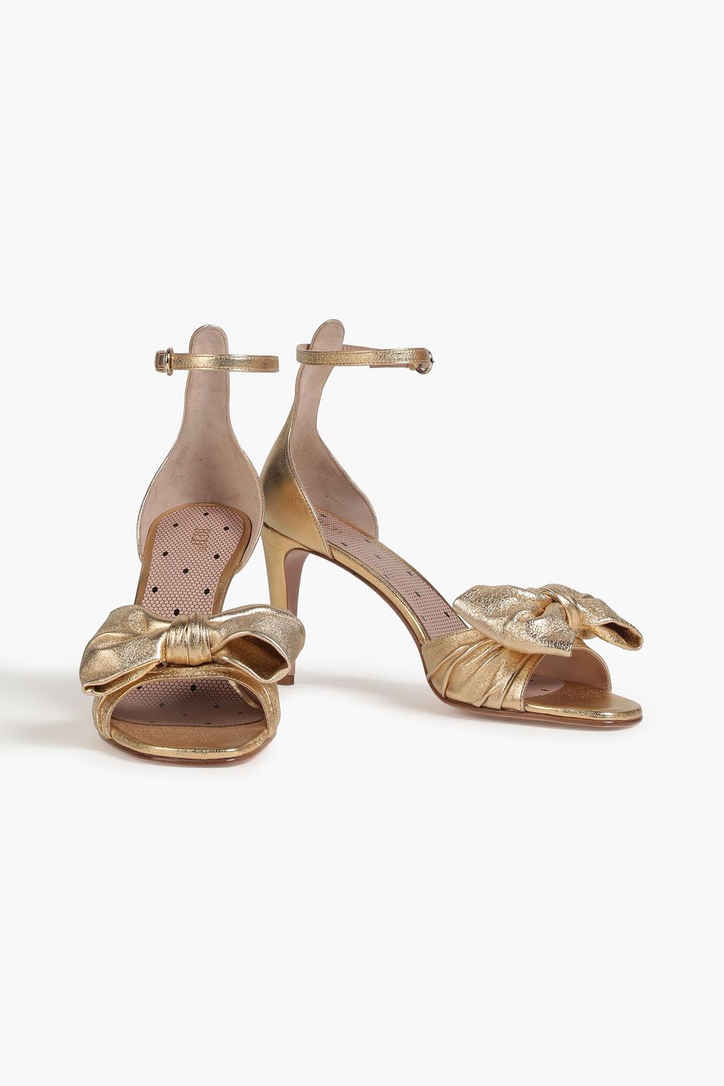 RED(V) Bow-embellished metallic leather sandals