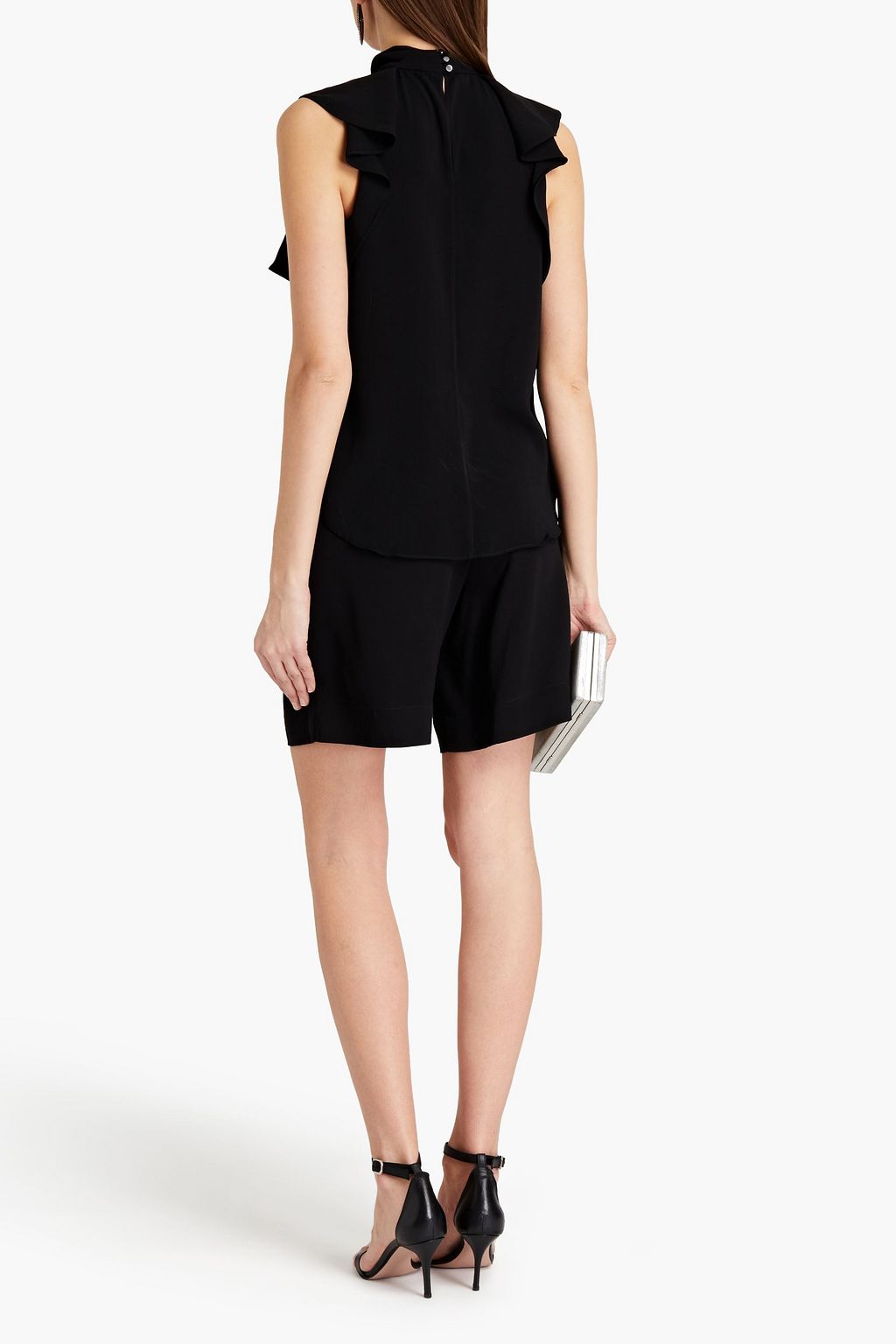 HALSTON Ruffled crepe top