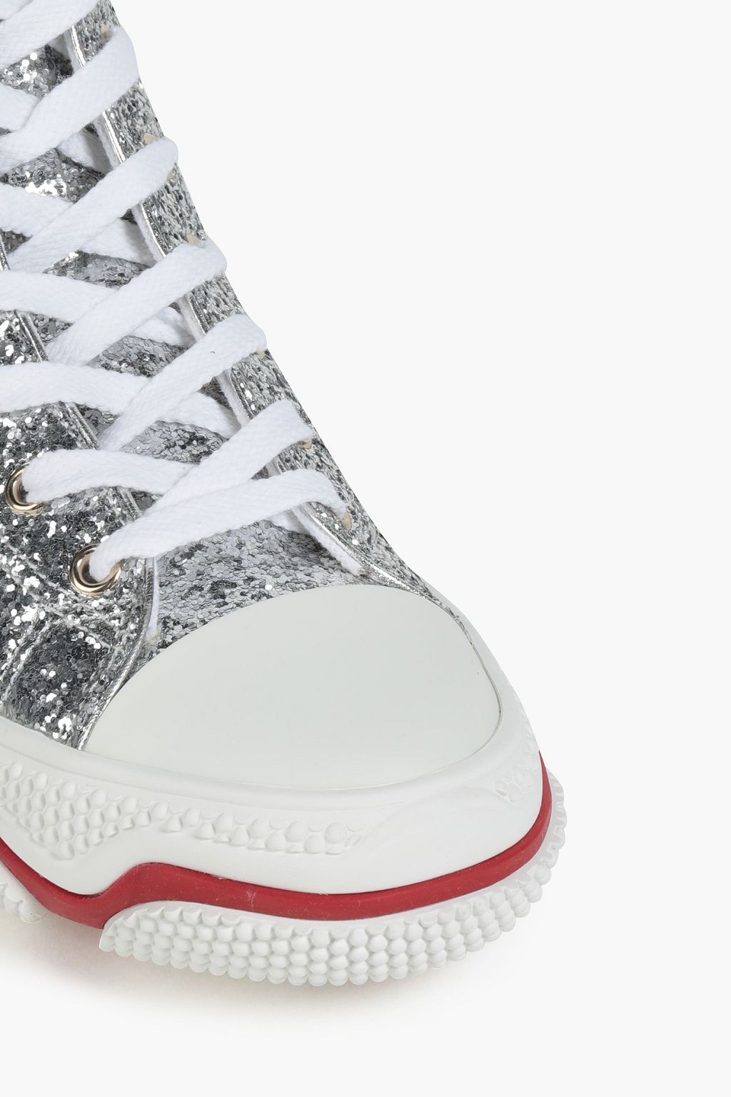 RED(V) Glittered canvas high-top sneakers