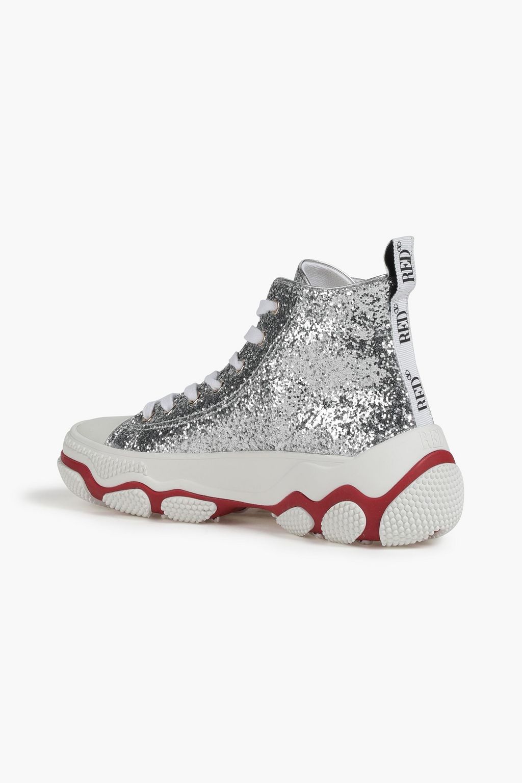 RED(V) Glittered canvas high-top sneakers