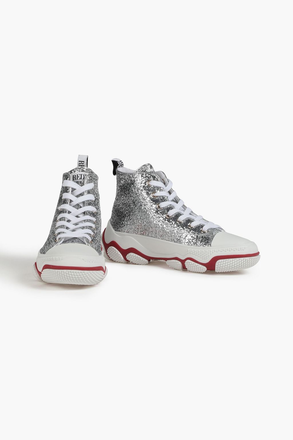 RED(V) Glittered canvas high-top sneakers