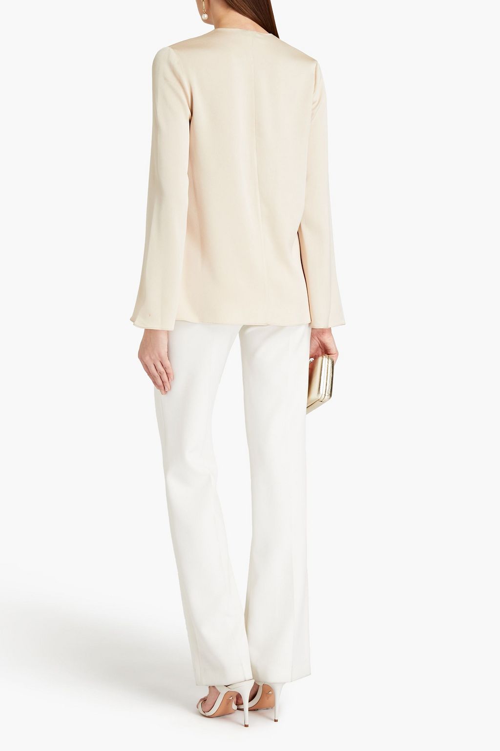 HALSTON Satin-crepe top