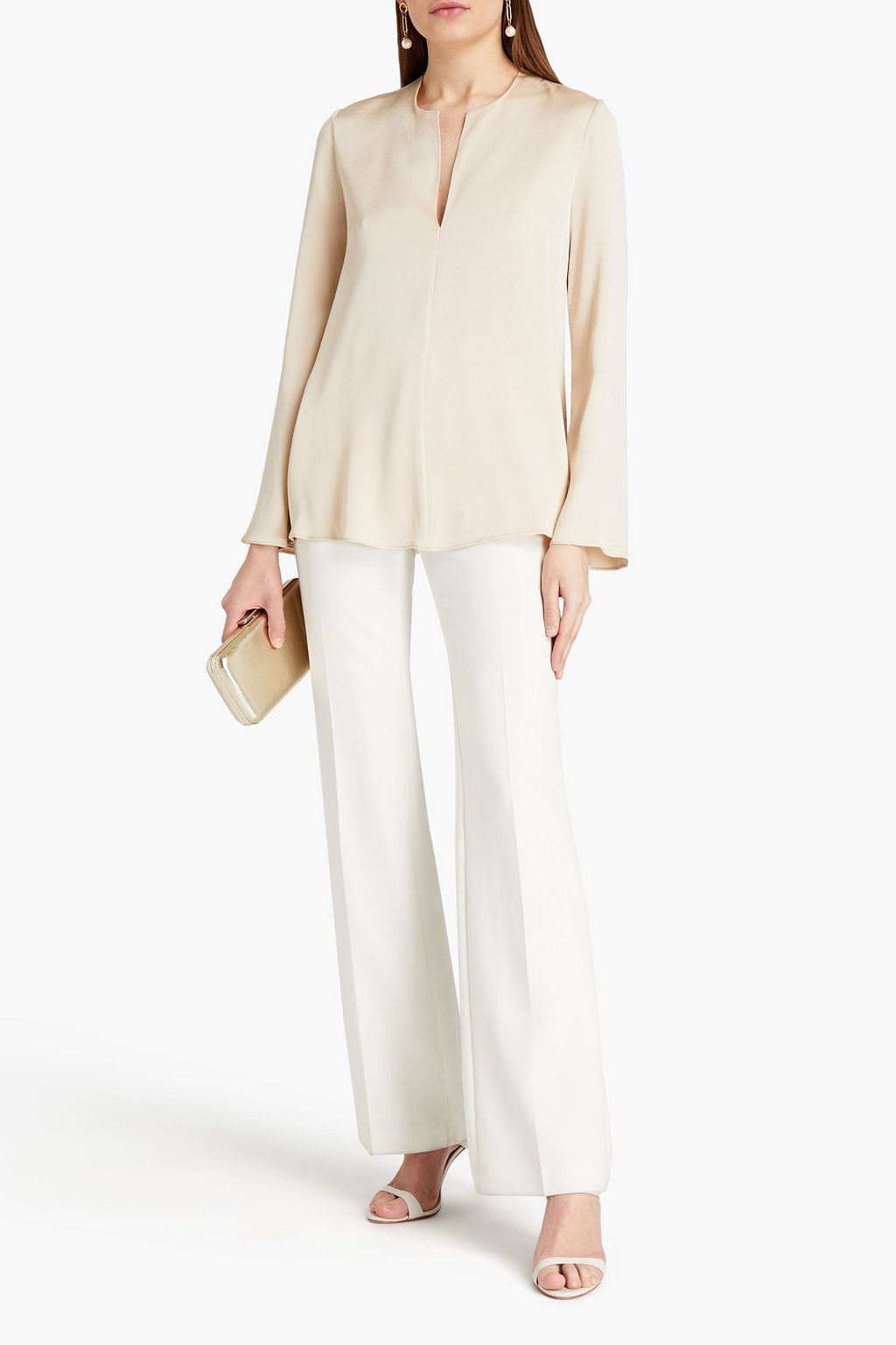 HALSTON Satin-crepe top