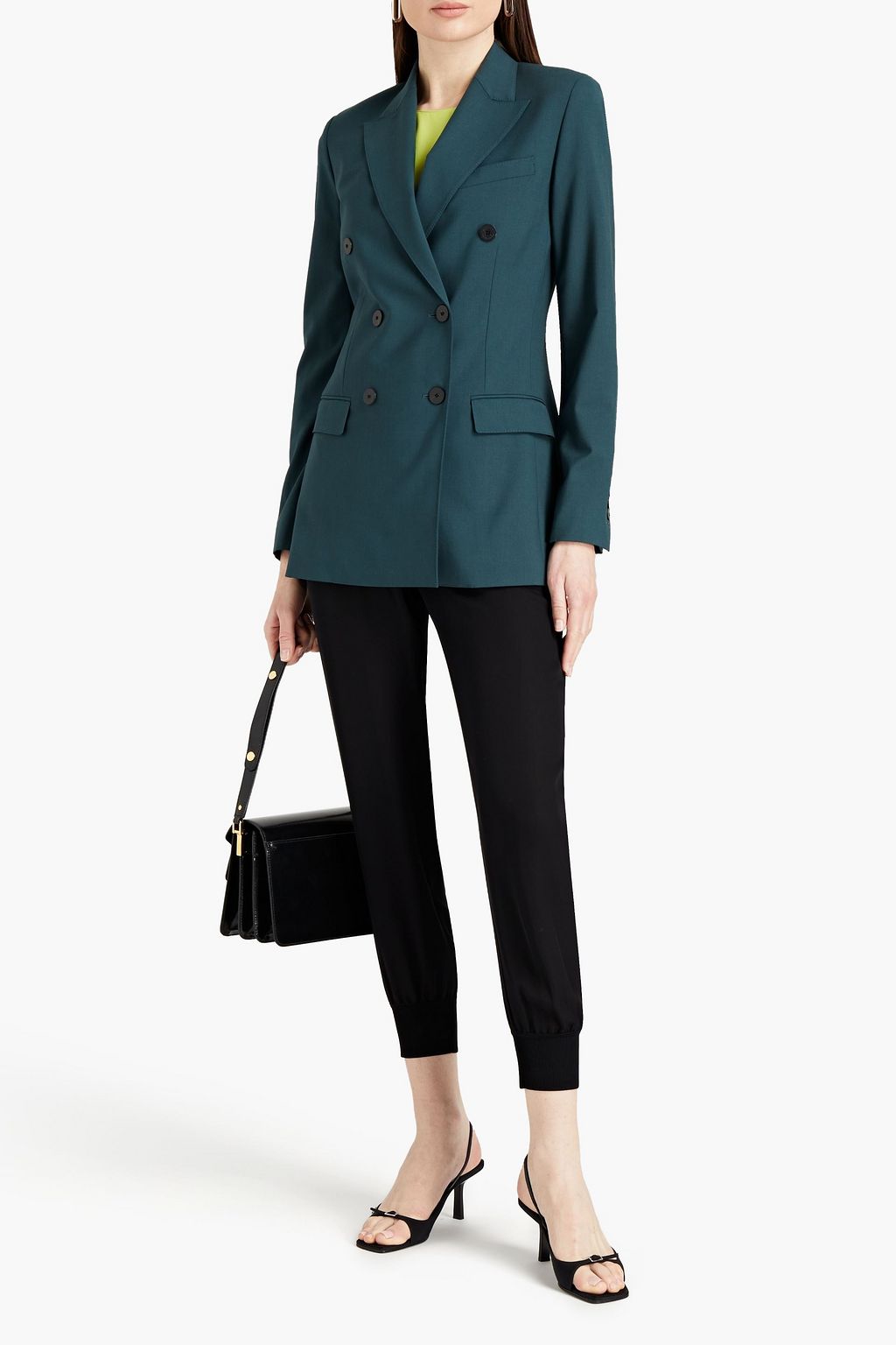 THEORY Double-breasted stretch-wool blazer