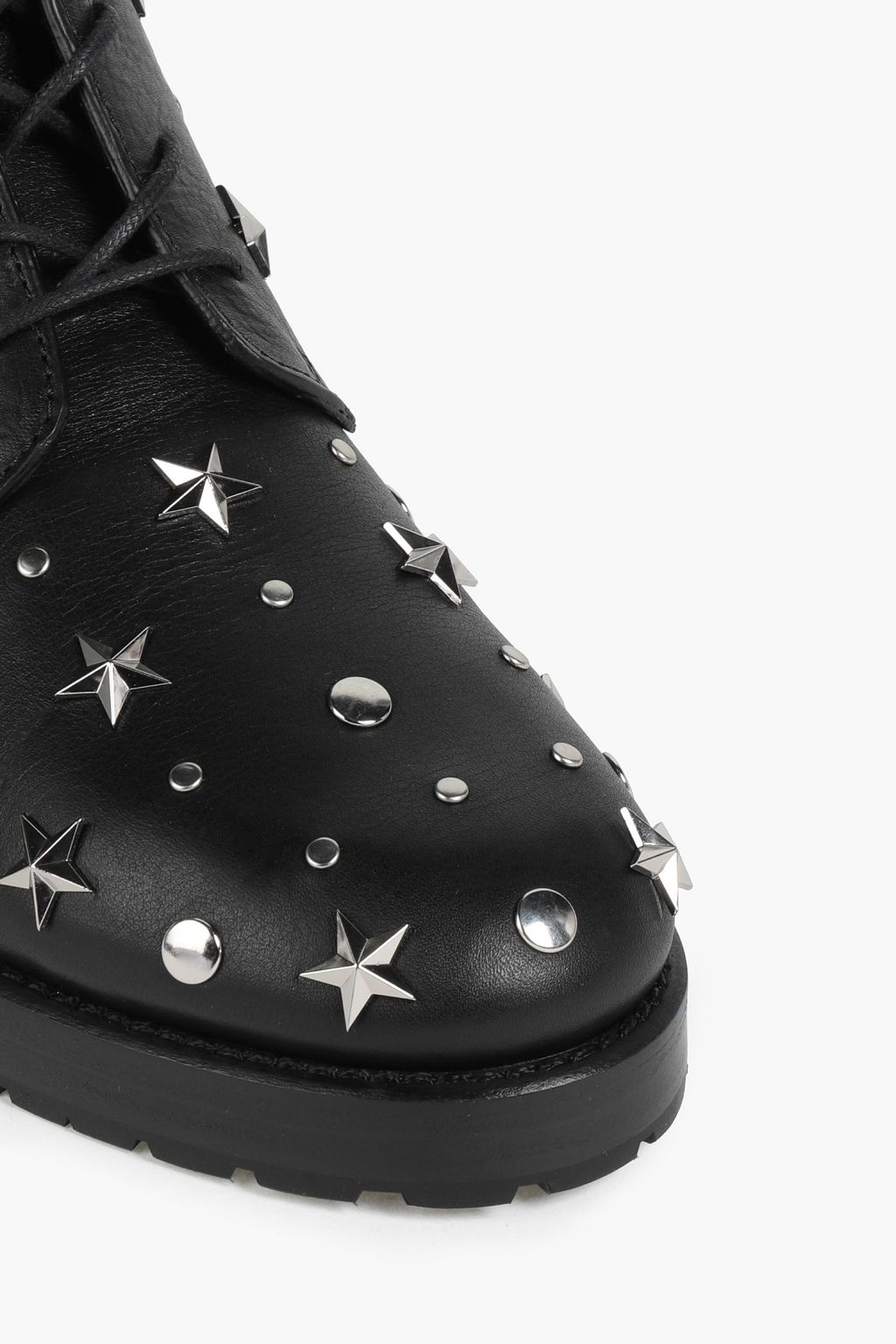 RED(V) Studded leather combat boots