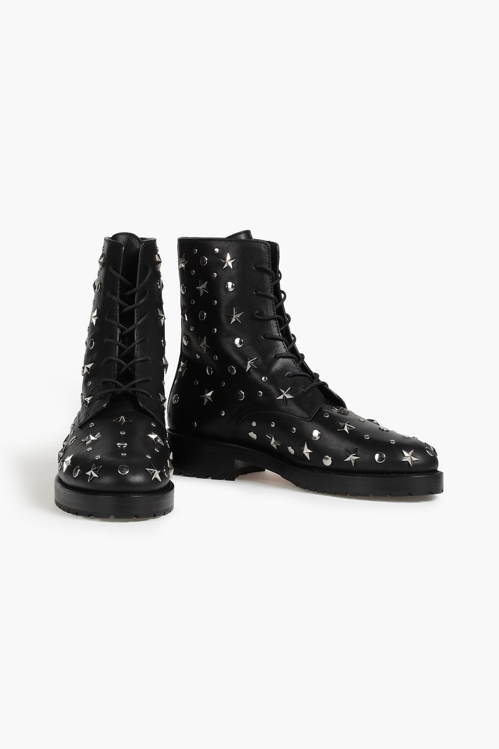 RED(V) Studded leather combat boots
