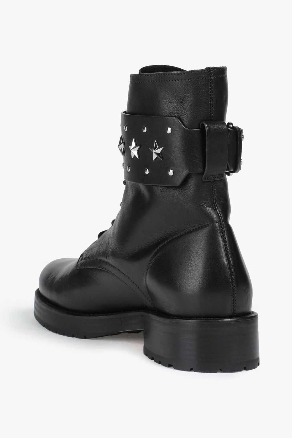 RED(V) Studded leather combat boots