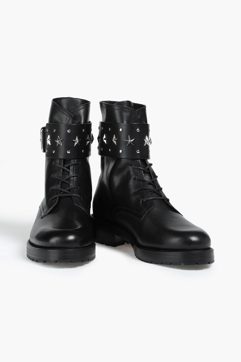 RED(V) Studded leather combat boots
