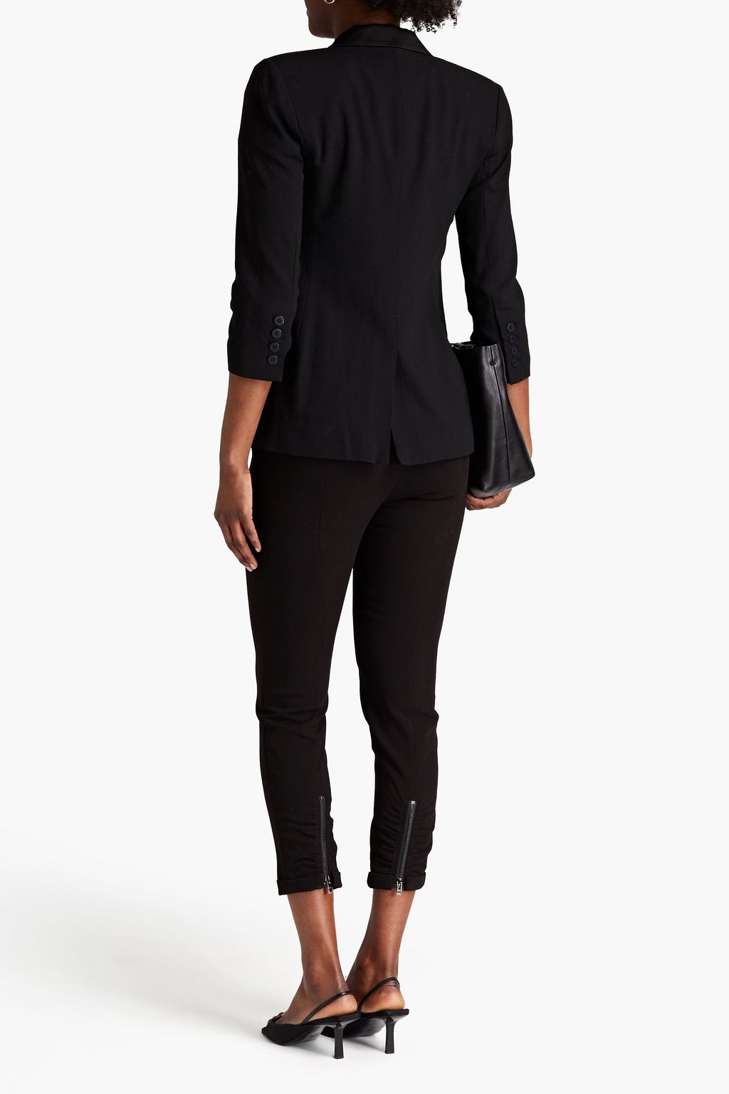 HALSTON Satin-trimmed stretch-twill blazer