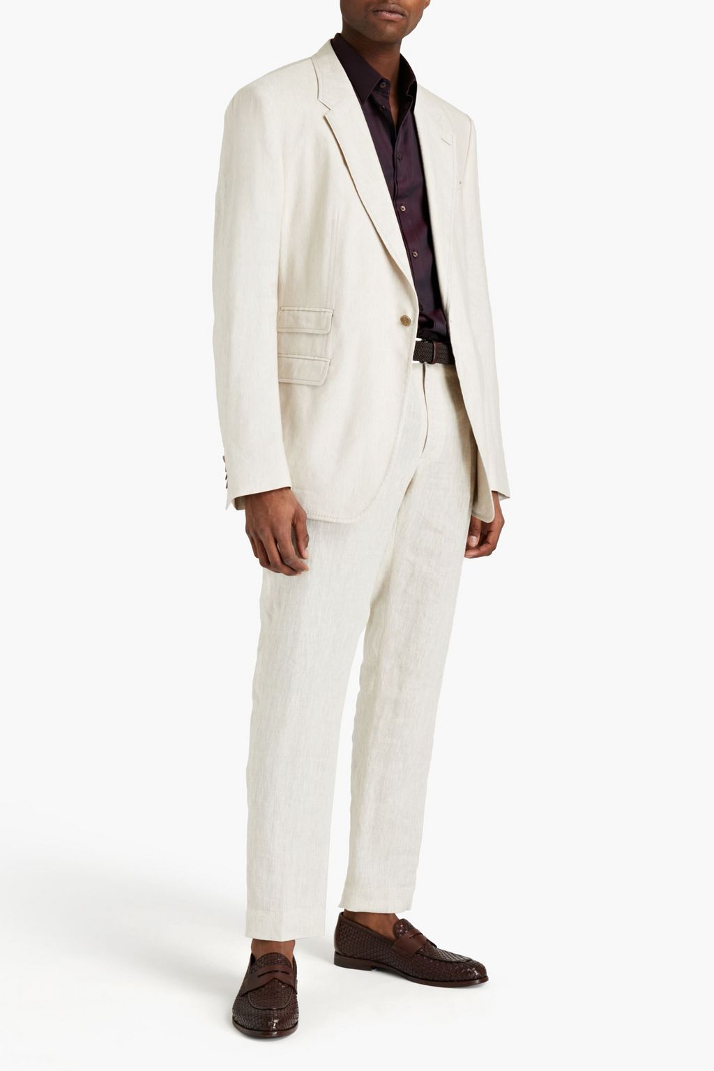 DOLCE & GABBANA Slub linen and silk-blend blazer