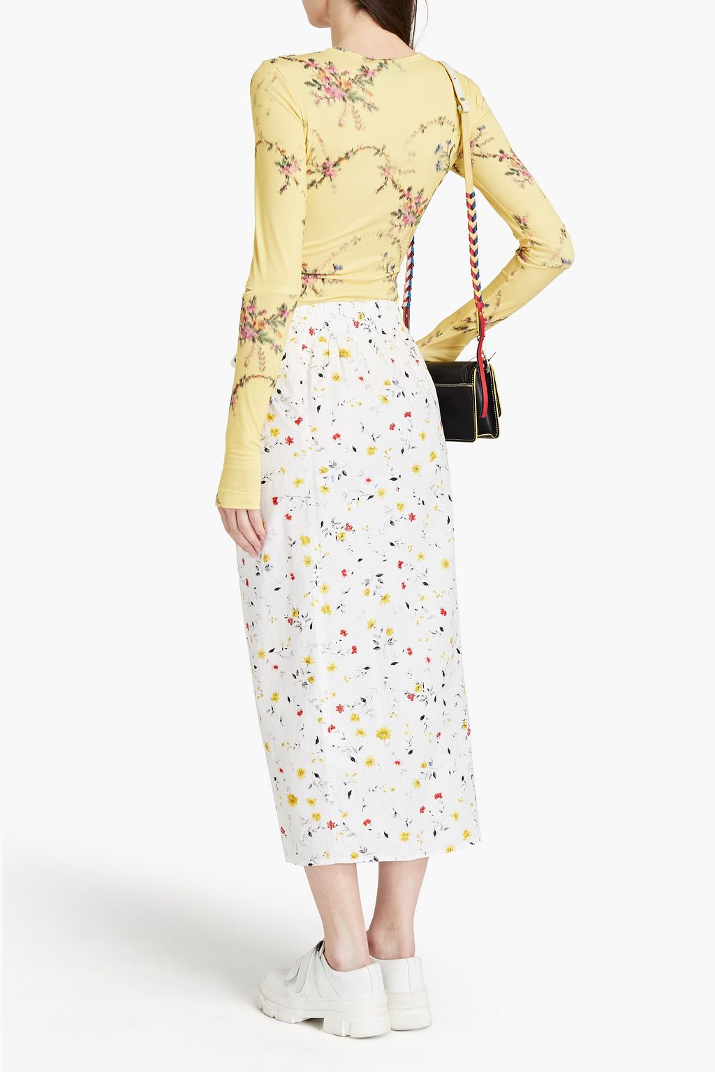 GANNI Floral-print cotton midi skirt