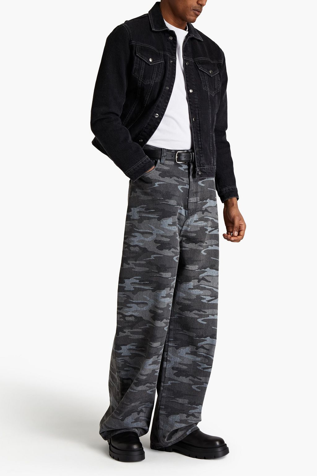 BALENCIAGA Wide-leg camouflage denim jeans