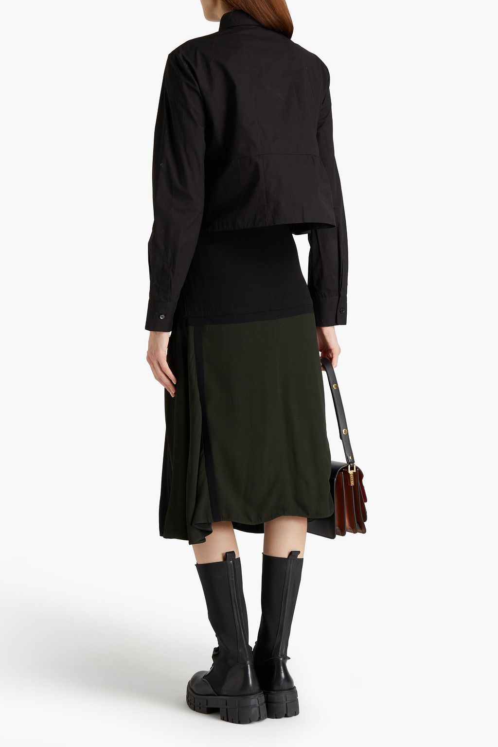 MARNI Two-tone cady midi skirt