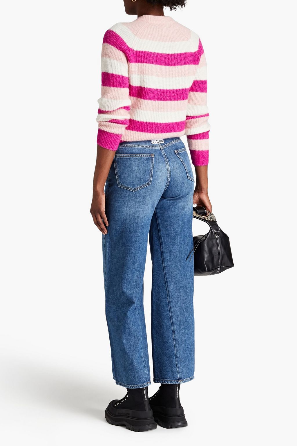 GANNI Faded high-rise wide-leg jeans