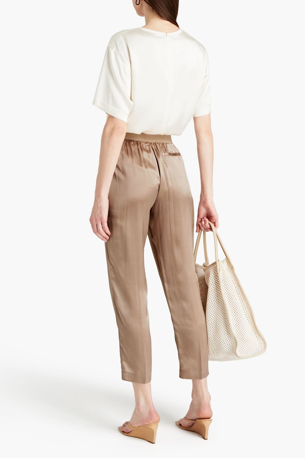 ATM ANTHONY THOMAS MELILLO Cropped silk-satin tapered pants