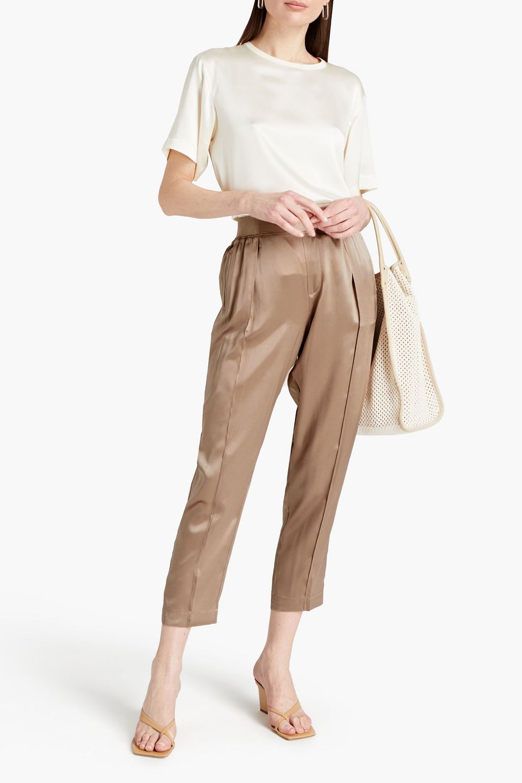 ATM ANTHONY THOMAS MELILLO Cropped silk-satin tapered pants