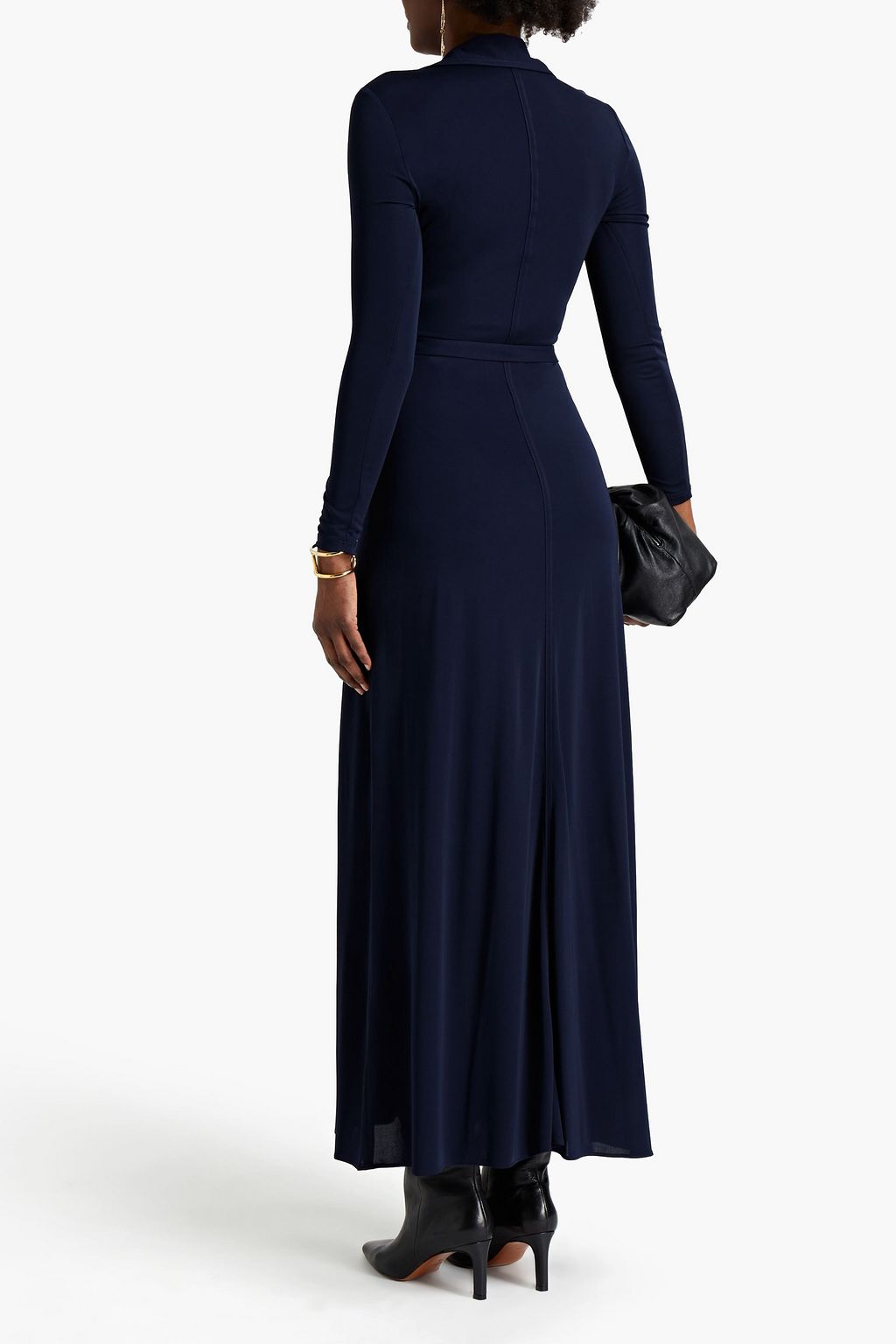 HALSTON Savanna stretch-crepe maxi shirt dress