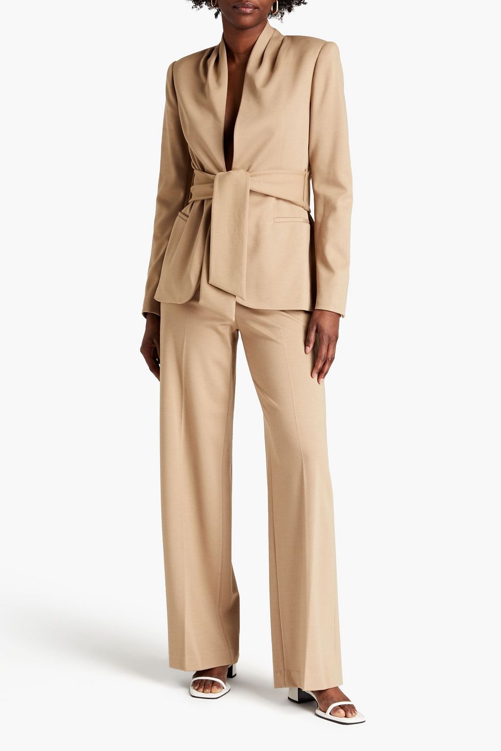 HALSTON ベルト付き ニット ジャケット