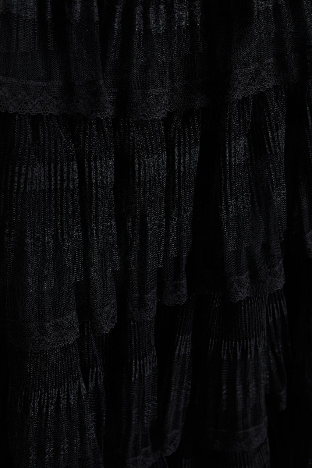 REDVALENTINO Tiered lace-trimmed tulle maxi skirt