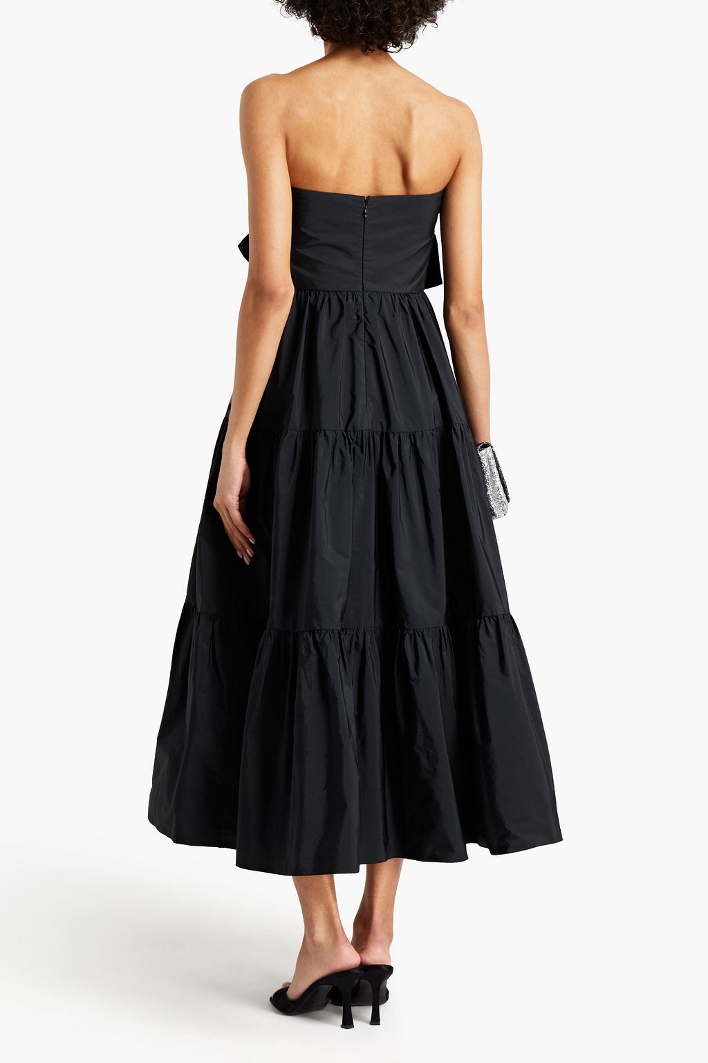 REDVALENTINO Strapless bow-embellished taffeta midi dress