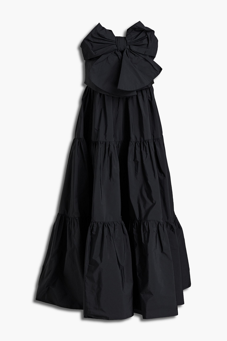 Redvalentino Woman Strapless Bow-embellished Gathered Taffeta Midi Dress Black Size 40