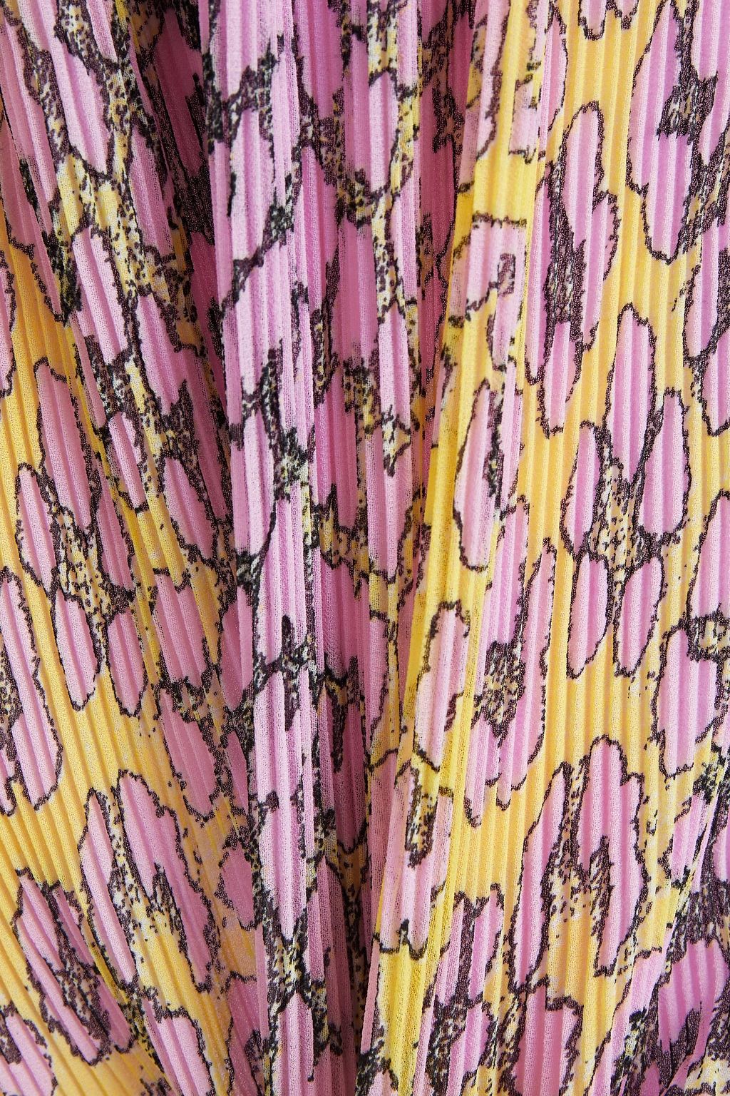 GANNI Printed crepe mini skirt