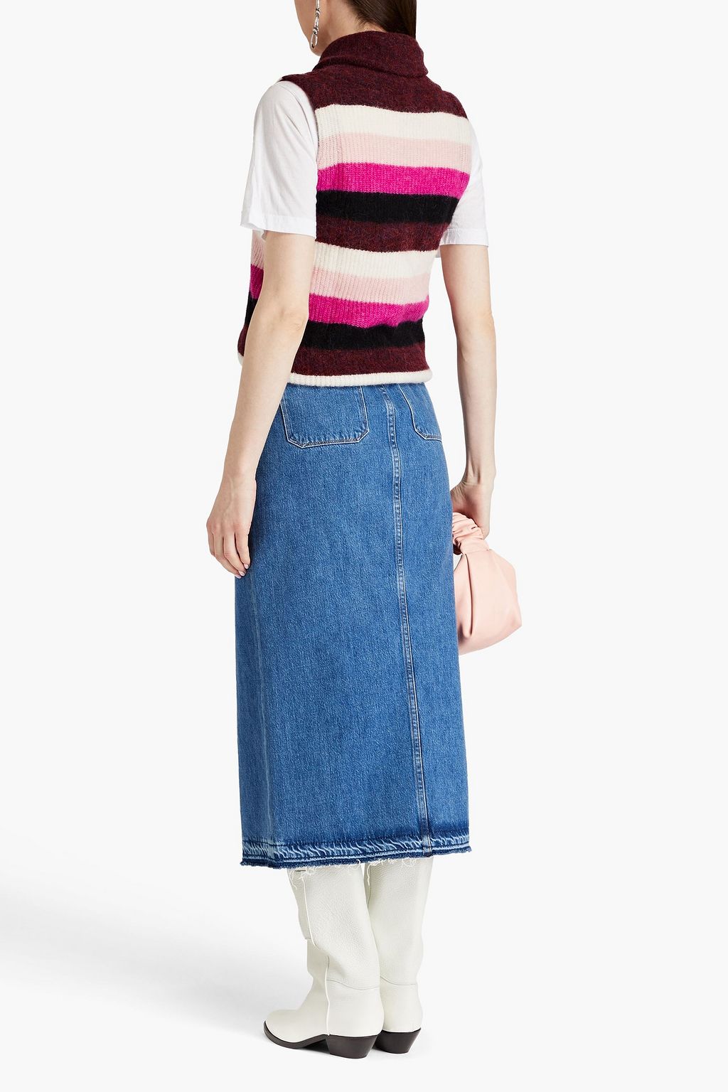 GANNI Color-block ribbed-knit vest