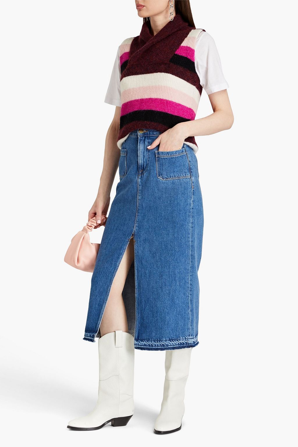 GANNI Color-block ribbed-knit vest