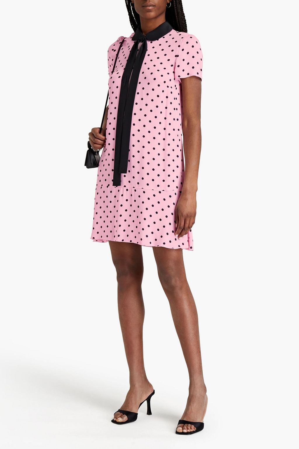 REDVALENTINO Pussy-bow polka-dot crepe mini dress
