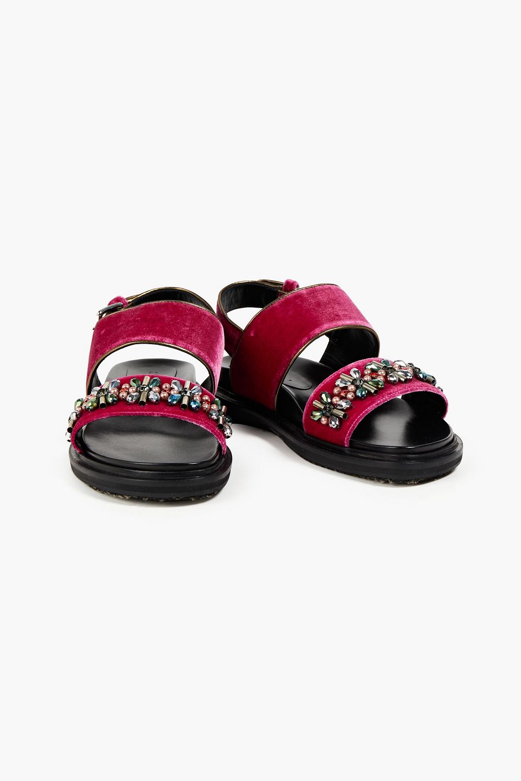 MARNI Embellished velvet sandals