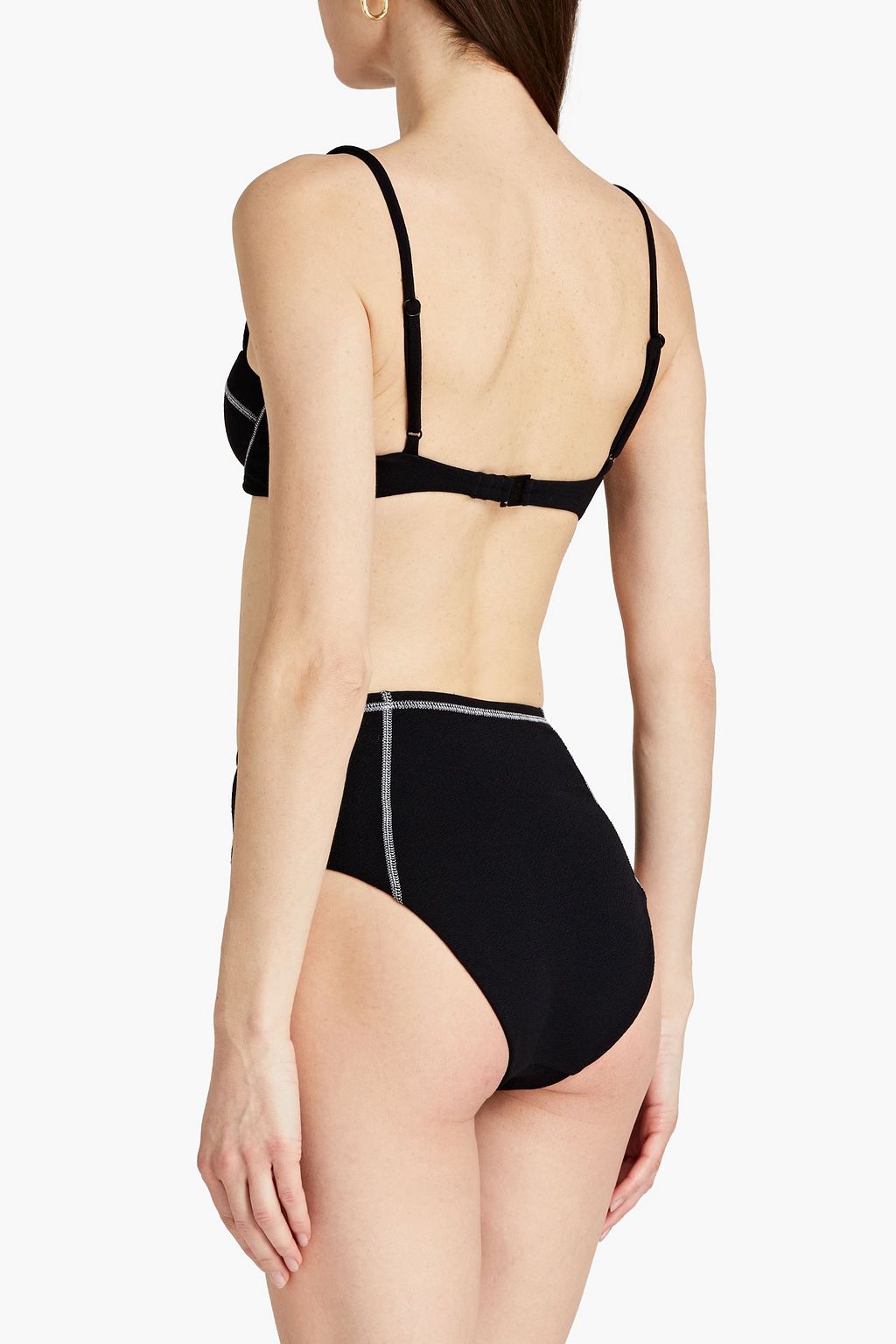 ONIA Ella seersucker high-rise bikini briefs